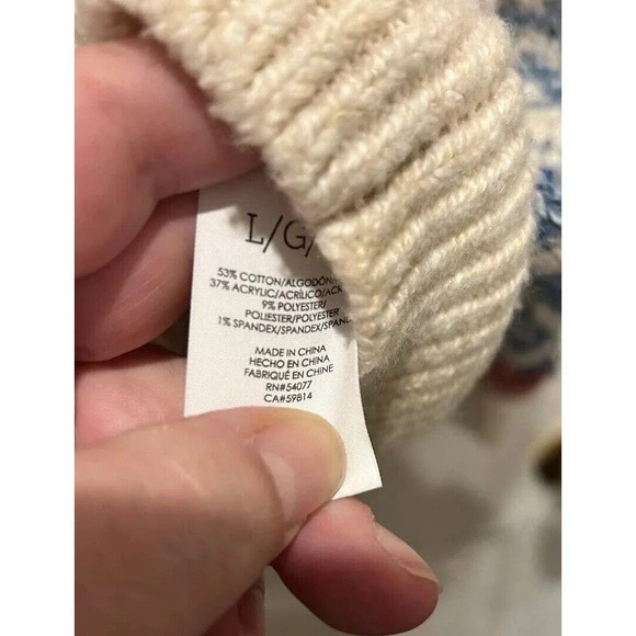 Cabi 3847 Highlands Cardigan Large Fair isles Red Yellow Cream Oversized - Picture 6 of 7